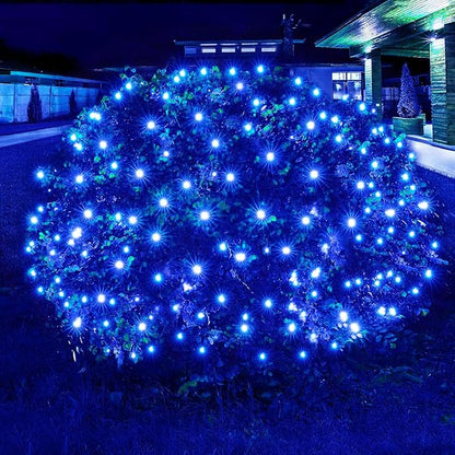 Dirnun Led Christmas Net Lights Blue Outdoor Christmas Lights 160LED 5ftx7ft, Waterproof Outdoor Indoor Fairy Mesh Net Light for Xmas Party, Yard, Patio, Trees, Shrubs, Bushes Decorations