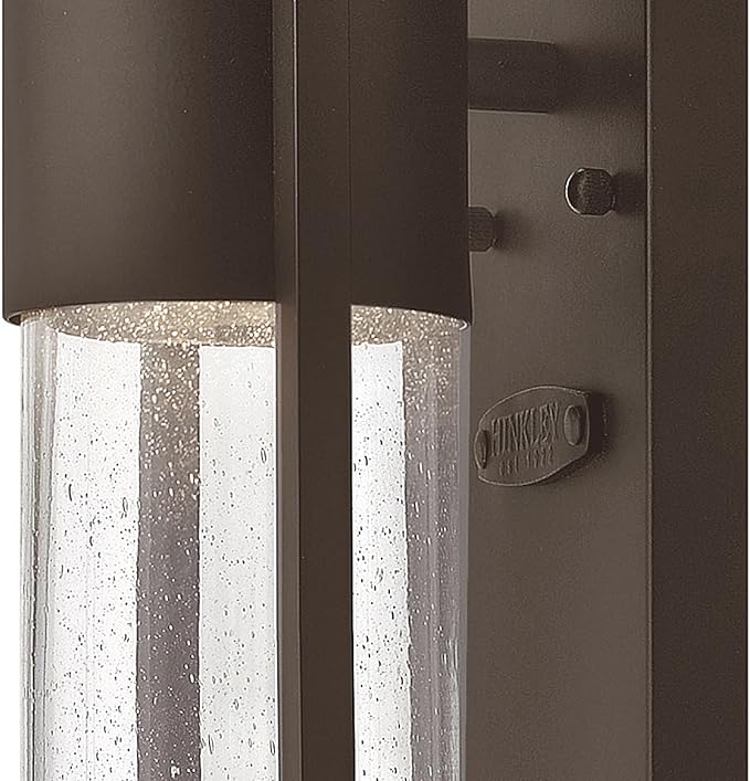 Hinkley Shelter Medium Outdoor Wall Mount Lantern, Minimalist Style, Dark Sky-Compliant, Solid Aluminum/Clear Seedy Glass, Buckeye Bronze