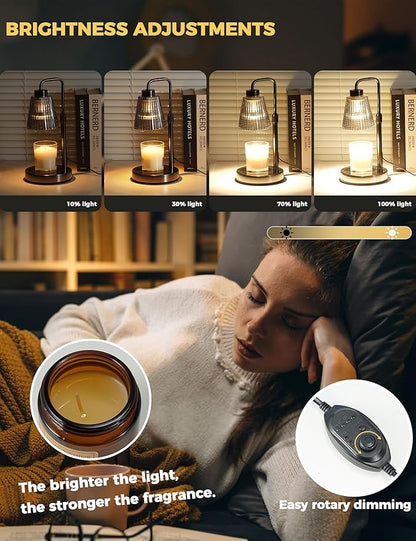 GODONLIF Candle Warmer Lamp with Timer, Adjustable Height Candle Warmer, Dimmable, Home Decor, Wax Warmer Lamp for Jar Candles with 2 Bulbs, Gray