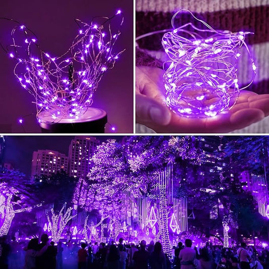 Selarlyt 2-Pack 200 LED Solar Fairy Lights Outdoor, Upgraded Oversize Lamp Beads & Super Bright Solar String Lights Outoor, 8 Modes Solar Lights for Garden Patio Decorations(Purple)