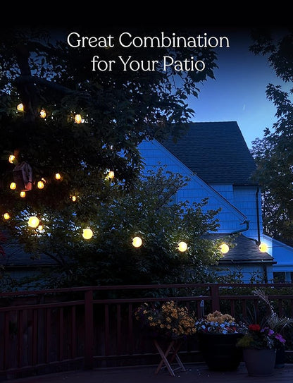 Brightech Orb Outdoor Indoor String Lights - Connectable Set of 2 Frosted Lantern LED String with Weatherproof Globe Lights - Commercial Grade Light Strand for Patio, Porch - 60 Ft, 20 Bulbs Total