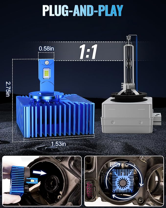 Marsauto D5S Bulbs, Ultra Bright 6500K White 1:1 OEM Size IP68 Waterproof 3-Min Plug and Play Pack of 2