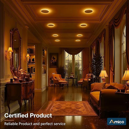 Amico 20 Pack 6 Inch 5CCT LED Recessed Ceiling Light with Night Light, 2700K/3000K/3500K/4000K/5000K Selectable Ultra-Thin Recessed Lighting, 12W=110W, 1100LM, Dimmable Canless Wafer Downlight ETL&FCC