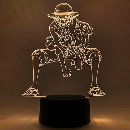 Otaku Lamps Luffy One Piece – Anime Lamp Figure Night Light, 16 Color RGB LED – 3D Anime Room Décor Gift for Otaku