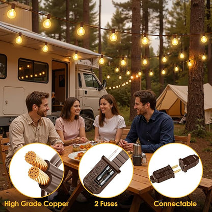 Mlambert 25FT G40 LED Outdoor String Lights, Plug-in Waterproof Patio Lights with 10 LED Bulbs (1 Spare), Porch Lights for Backyard Party Decor, Brown