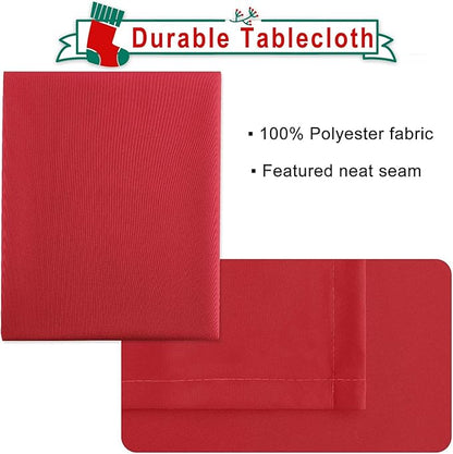 Hiasan Red Rectangle Tablecloth - Waterproof and Spillproof Washable Fabric Christmas Table Cloth for Dining Room Kitchen and Outdoor Use, 60 x 84 Inch
