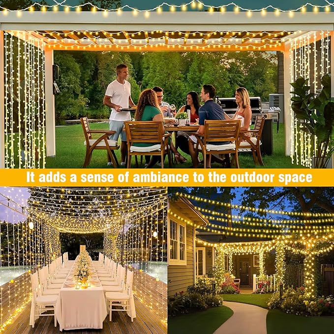400FT Extra Long Christmas String Lights with Remote, LED Outdoor Waterproof Fairy Lights, Connectable Timer Dimmable Holiday Lights for Roof, Wedding, Party, Garden Decorations (Warm White)