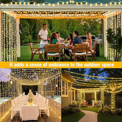 400FT Extra Long Christmas String Lights with Remote, LED Outdoor Waterproof Fairy Lights, Connectable Timer Dimmable Holiday Lights for Roof, Wedding, Party, Garden Decorations (Warm White)