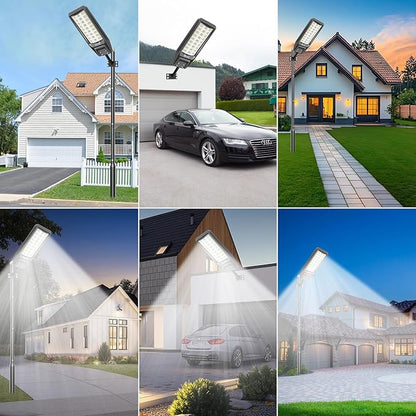9500W Solar Street Light Outdoor Waterproof, 250000LM Large Commercial Light Solar Powered Dusk to Dawn LED Security Flood Lights with Remote/Motion Sensor, IP67 for Parking Lot/Garden/Yard