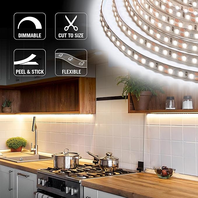 Armacost Lighting RibbonFlex Pro 12V White LED Strip Lights 120 LED/m, 4000K, 16.4 ft 153230