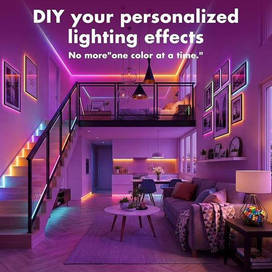 LED Lights for Bedroom, 200FT IC RGB LED Strip Lights, Color Changing, Multiple Colors Chasing Effects, APP & Remote Control, Timer Function, Music Sync Lights for Party, Home Decor