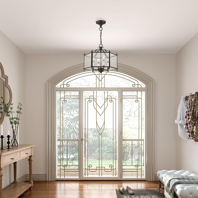 Livex Lighting 4398-02 Livingston 4-Light Convertible Hanging Lantern/Ceiling Mount, Polished Brass