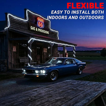 20ft Rope Lights Outdoor, Connectable & Flexible Tube Lights with 8 Modes Controller,Waterproof White LED Rope Lighting for Deck,Garden,Pool,Patio,Bedroom,Party,Indoor & Outside Landscape Lighting