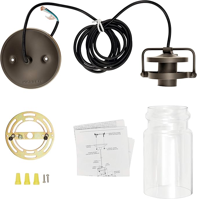 KICHLER Brinley 7.75" 3 Light Pendant with Clear Glass Olde Bronze®