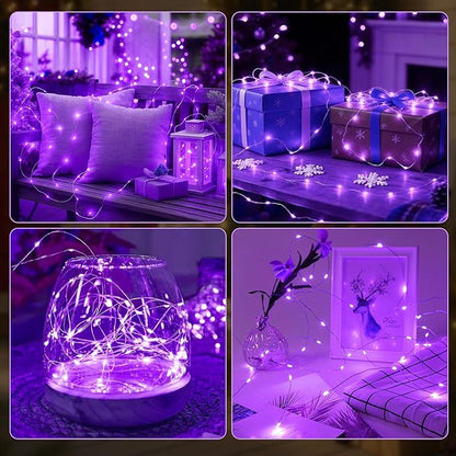 AIKEI 6 Pack LED Fairy Lights with Timer Battery Operated, Mini String Lights with Remote Waterproof 7ft 20 Led Firefly Starry Lighting for Wedding Party Bedroom Garden Christmas Decoration Purple