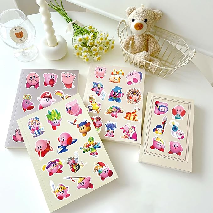 100PCS Cute Cartoon Kirby Stickers Kawaii Game StickersLaptop Waterproof Car Bicycle Suitcase Computer Water Bottle Mobile Phone Sticker Water Resistant Decals (KB100)