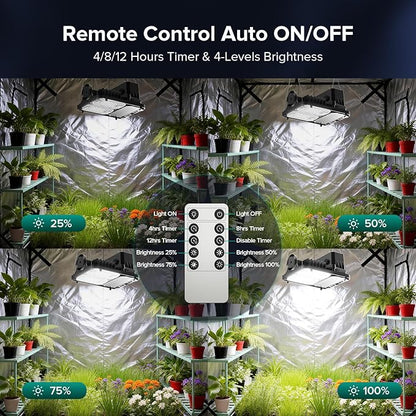 SANSI Grow Lights for Indoor Plants, 70W Full Spectrum Plant Lights for Indoor Growing, High PPFD IP65 Dimmable LED Growing Lamp for Seed Starting, Grow Tent Light 2x2 Auto On/Off Timer Remote Control