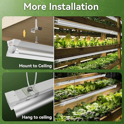 4FT Grow Lights for Indoor Plants,T8 5000K Full Spectrum Plant Light,540W(12 x 45W),LED Grow Light Strips with Timer, Aluminum Reflector,Linkable,Plant Growing Lamp Fixture for Greenhouse Indoor 12pcs