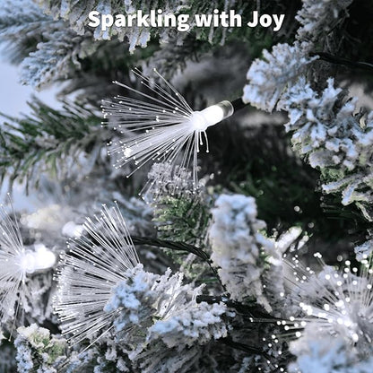 YOLIGHT 33FT Fiber Optic Fairy Lights 60 LED Starburst Firework String Lights Green Wire Twinkle Christmas Lights for Indoor Outdoor Wedding, Christmas Tree, Garden, Patio, Party Decoration (White)