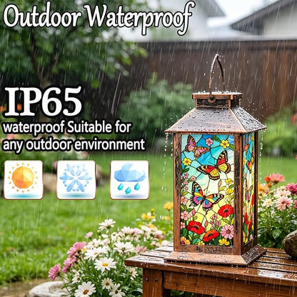 Butterfly Solar Lanterns Outdoor Waterproof Garden Decor,Hanging Solar Lights Bird Decorative,Mothers Day Gifts for Women Mom Birthday Gifts Ideas for Yard Patio Lawn Tabletop Landscape Walkway