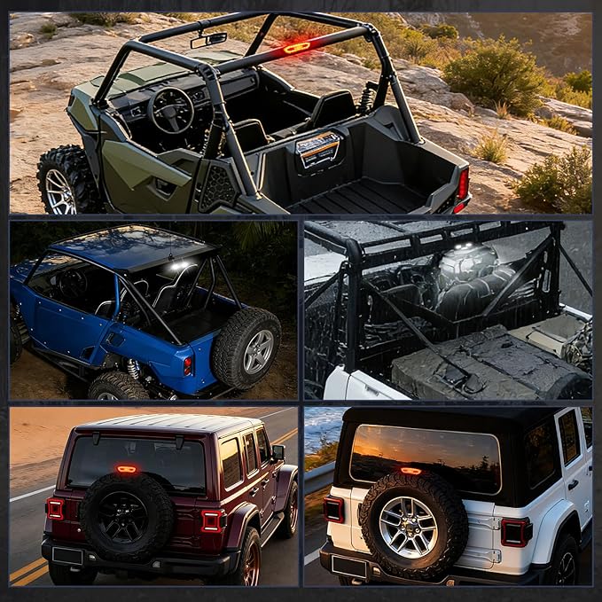 Nilight UTV LED Chase Brake Light Universal 1.75”-2.0” Roll Bar Mount Running Strobe Reverse Cargo Lights for ATV Can-Am Polaris RZR Dune Buggy Golf Cart Boat