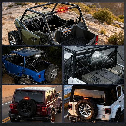 Nilight UTV LED Chase Brake Light Universal 1.75”-2.0” Roll Bar Mount Running Strobe Reverse Cargo Lights for ATV Can-Am Polaris RZR Dune Buggy Golf Cart Boat