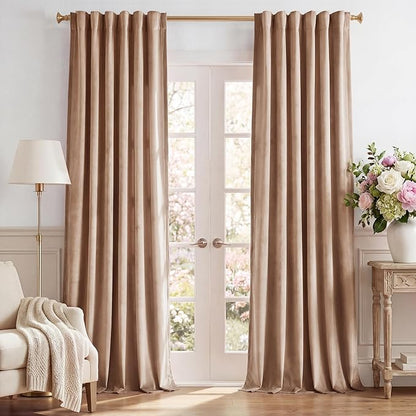 StangH Nursery Bedroom Curtains 96 inches Long, Blush Beige Soft Room Darkening Window Treatment for Living Room Sliding Door/Girls Closet/Office, W52 x L96, 2 Panels