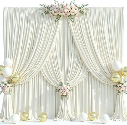 30ft x 15ft Ivory Wrinkle Free Backdrop Curtains for Wedding Party Backdrops Curtain Drapes Fabric Decorations Photo Back Drop Cloth for Baby Shower Photography Stage Reception