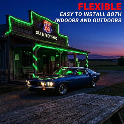 20ft Rope Lights Outdoor, Connectable & Flexible Tube Lights with 8 Modes Controller,Waterproof Green LED Rope Lighting for Deck,Garden,Pool,Patio,Bedroom,Party,Indoor & Outside Landscape Lighting