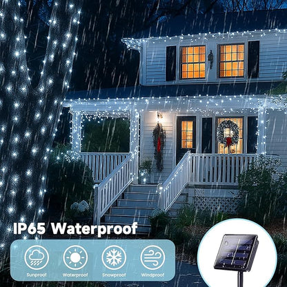 Extra-Long 144FT Solar String Lights Outdoor, 2 Pack 400LED Solar Fairy Lights for Outside Waterproof, Silver Wire 8 Lighting Modes Solar Twinkle Lights for Tree Garden Party Xmas Decor (Cool White)