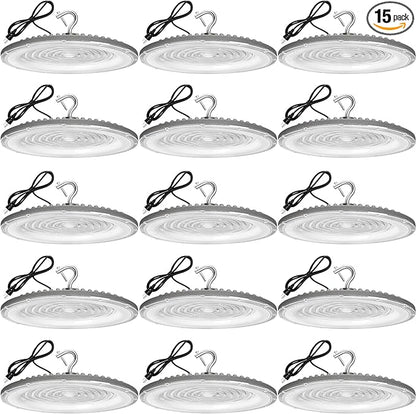 XYCN 15 Pack 200W UFO Led High Bay Light,120VAC,5000K Daylight Commercial Bay Lighting,IP66 Waterproof,30500LM,850W MH/HPS with Plug Area Lighting for Warehouse/Shop/Workshop/Barn/Gym/Factory
