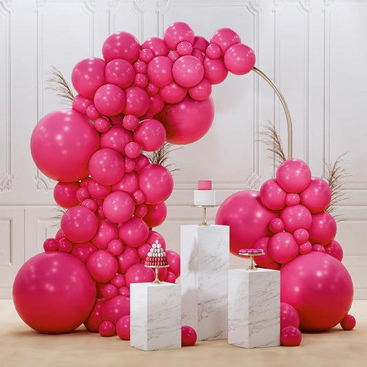 PartyWoo Hot Pink Balloons 145 pcs Different Sizes of 18 12 10 5 Inch Magenta Fuchsia Balloon Arch Kit Garland for Baby Shower Wedding Bridal Shower Anniversary Birthday Party Decorations Pink-Y12