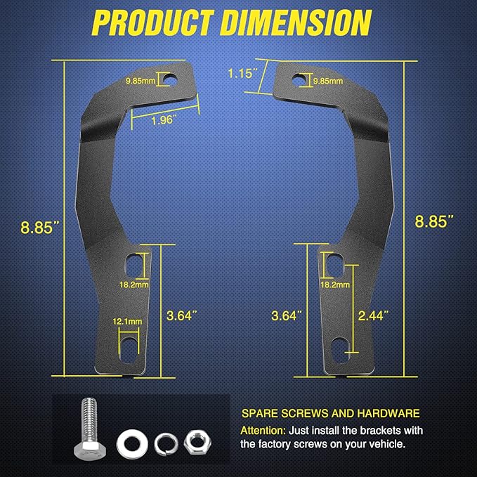 Nilight Ditch Light Brackets Hood Hinges Mount Bracket Kit for Auxiliary Offroad LED Pod Light Work Light on 2005-2015 Toyota 4Runner