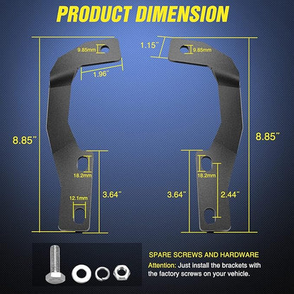 Nilight Ditch Light Brackets Hood Hinges Mount Bracket Kit for Auxiliary Offroad LED Pod Light Work Light on 2005-2015 Toyota 4Runner