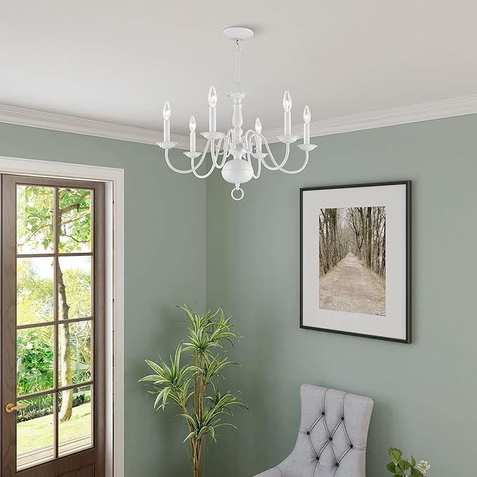 Livex Lighting 5006-03 Williamsburgh 6-Light Chandelier, White