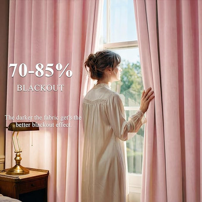 StangH Baby Pink Velvet Curtains 96 Inches Long, Room Darkening Super Soft Drapes with Rod Pocket Back Tab Styling for Living Room Bedroom, Thermal Insulated Window Treatment, W52 x L96 inch, 2 Panels