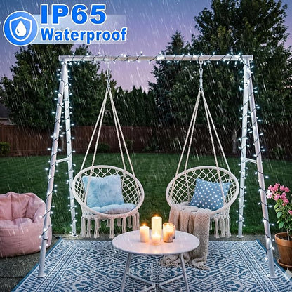 2 Pack Christmas Lights Outdoor, Total 200FT 600LED String Lights for Outside with 8 Modes Waterproof, Green Wire Fairy Twinkle Lights for Indoor House Patio Yard Party Holiday Decorations, White