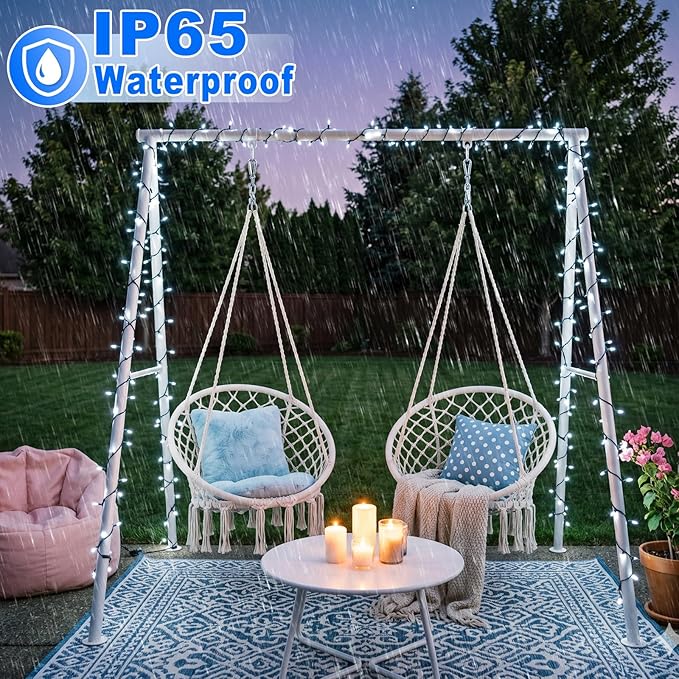 White Christmas Lights Outdoor, 66FT 200 LED String Lights for Outside Waterproof with 8 Modes, Plug in Connectable Christmas Tree Lights Indoor House Patio Garden Party Wedding Decorations
