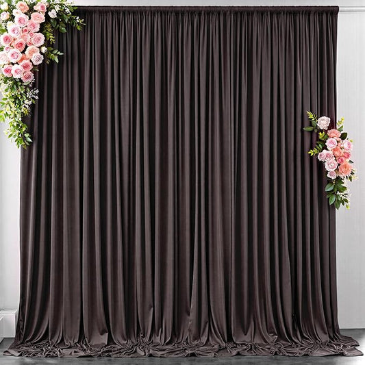 10 ft x 10 ft Wrinkle Free Brown Backdrop Curtain for Parties, Wedding Brown Photo Backdrop Drapes, Fabric 2 Panels 5x10ft for Baby Shower Photoshoot Engagement Birthday Photography Background