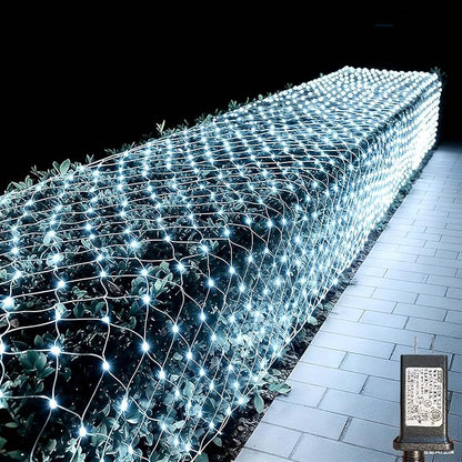 LitHome 610 LED 34.5ft x 5ft Outdoor Christmas Net Lights,Connectable Mesh Lights with 8 Modes,Waterproof Plug in Net Light for Bushes, Garden, Backyard, Holiday, Christmas(White)