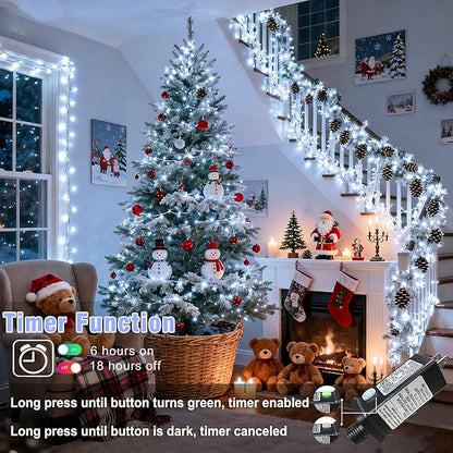 165FT 500 LED Outdoor String Lights, Plug in Christmas Lights Indoor Waterproof, 8 Modes Clear Wire Twinkle Fairy Lights for House Bedroom Patio Garden Party Holiday Decorations, White