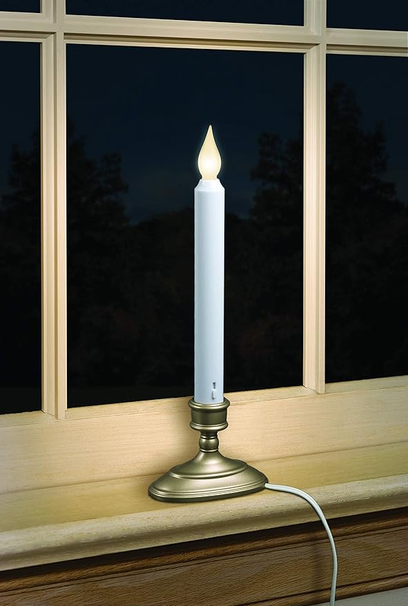 Xodus Innovations FPC1370P-6 Electric LED Plug-in Flameless Window Candle with New Hot Spot Technology and Dusk to Dawn Sensor and Choice of Warm or White Flame Color, Pewter/Silver, Pack of 6