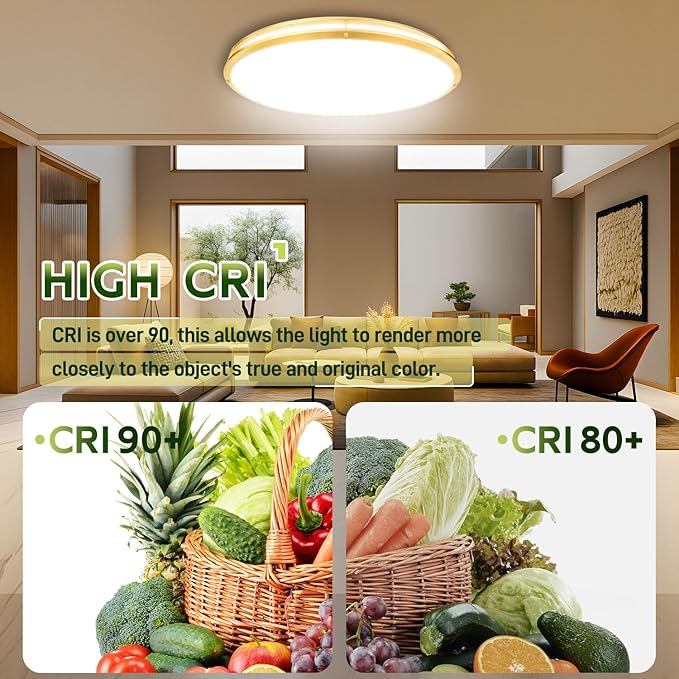 hykolity 32 Inch Oval LED Ceiling Light, 60W, 4000LM, 2700K/3000K/3500K/4000K/5000K Adjustable, Gold Finish Dimmable Flushmount Ceiling Light for Bedroom, Living Room