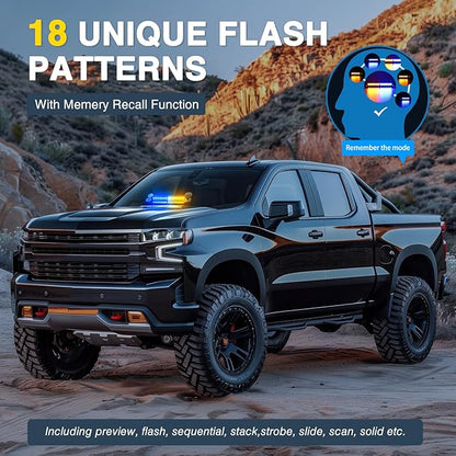 Nilight 12LED Traffic Advisor Strobe Light Bar Amber Blue Emergency Warning Hazard Safety Dash Front/Rear Windshield Flashing Lights for Cars Trucks Police Firefighter Plow Construction Vehicles