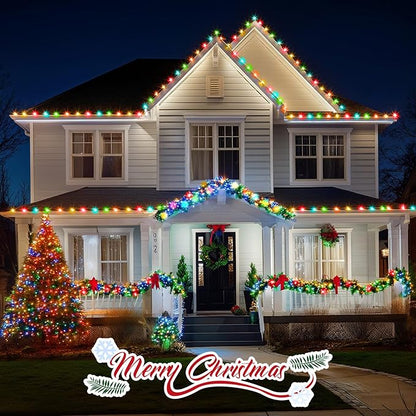 Minetom C9 Bulb String Lights Outdoor 50 Feet Multicolored Christmas Lights Green Wire for Outdoor Patio Room Christmas Tree Party Backyard Decoration, E17 Base, 50 +2 Bulbs