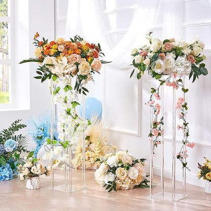 VEVOR 10PCS 23.6inch High Wedding Flower Stand, With Acrylic Laminate,Acrylic Vase Column Geometric Centerpiece Stands, Floral Display Rack for T-Stage Events Reception, Party Decoration Home