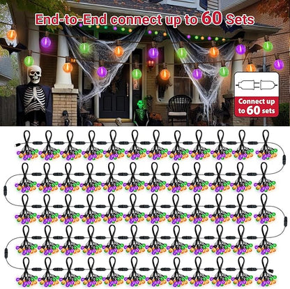 LAMPHOME LED Outdoor String Light, 26Feet Patio Lights with 12+1Edison Shatterproof Bulbs(1Spare), UL Waterproof Outside Lights connectable Dimmable for Backyard Porch Decor,Orange/Purple/Green
