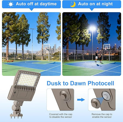 480V LED Parking Lot Light with Photocell, 240W 36000LM High Output LED Street Light, UL Listed IP65 Waterproof 5000K Commercial Shoebox Light for Stadium Driveway, Arm Mount
