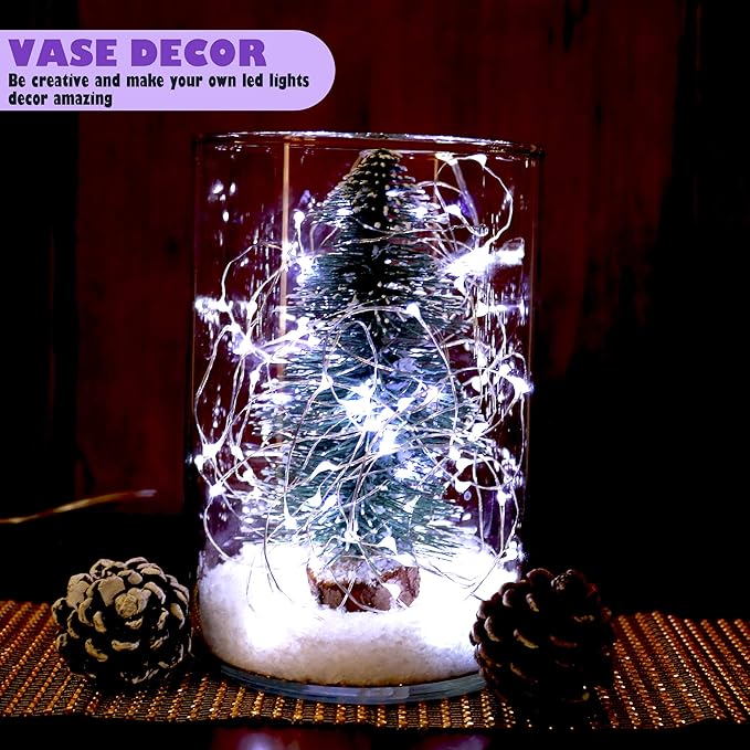 6 Pack Fairy Lights Battery Operated No Remote Waterproof Firefly Lights LED Starry String Lights 20 LEDs 7ft Silvery Copper Wire for Wedding Party Bedroom Patio Christmas Decor Cool White