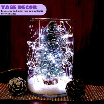 6 Pack Fairy Lights Battery Operated No Remote Waterproof Firefly Lights LED Starry String Lights 20 LEDs 7ft Silvery Copper Wire for Wedding Party Bedroom Patio Christmas Decor Cool White